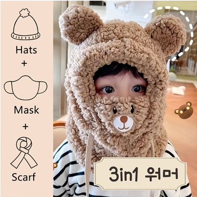 곰돌이 모자 워머 크리스마스 겨울 선물 목도리 마스크